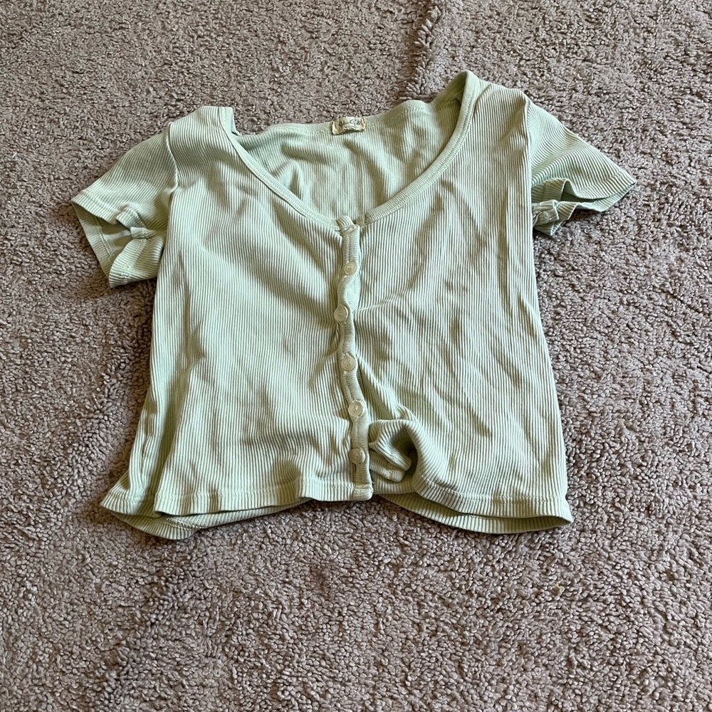 Light green button crop top